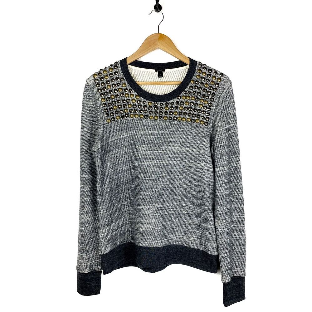 J. Crew Grey Beaded Sweatshirt Size Small
